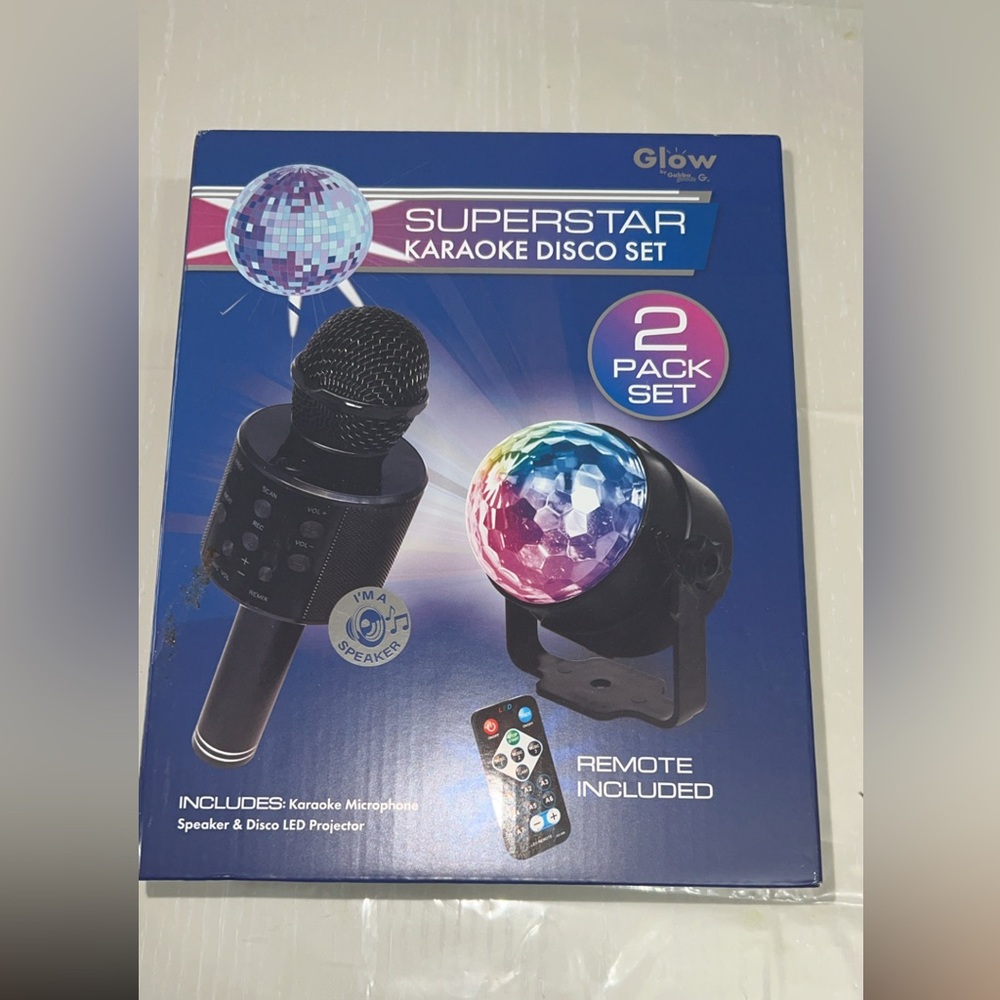 Glow Karaoke Microphone and Disco LED Projector Set With Remote